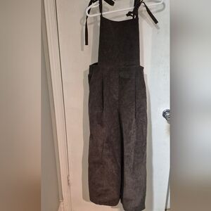 Tie-Shoulder Brown Corduroy Wide-Leg Jumpsuit SZ.S/M